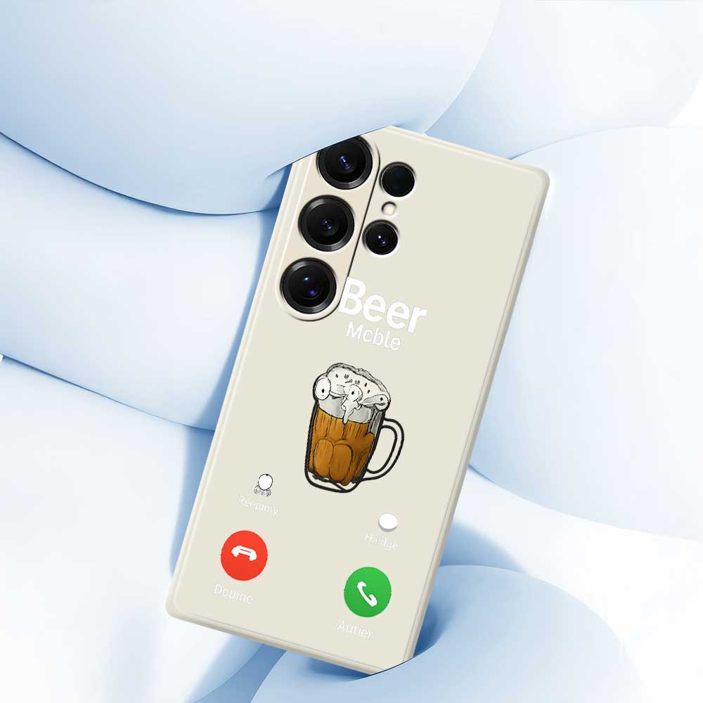 For Samsung Galaxy S25 Ultra Case Beer Pattern Printing Straight Edge TPU Phone Back Cover