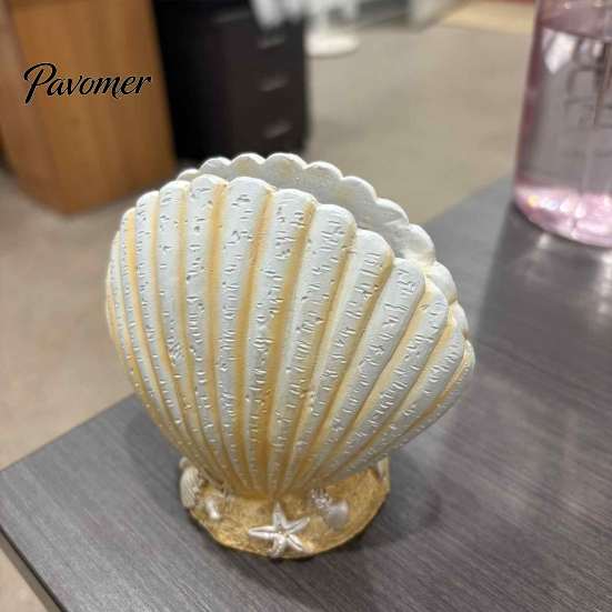 Small Decorative Indoor Planter Seashell Conch Succulents Planter, Resin Ocean-Themed Flower Pot with Drainage Hole, Wedding Table Centerpieces Beach