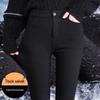 Women's High-Waisted Slimming Black Leggings with Plush Lining for Spring & Autumn 2026 - Tight-Fit, Thickened, Pencil Style.