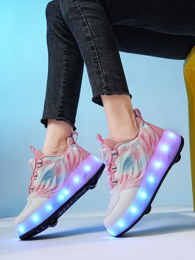 New champion runaway shoes LED luminous pulley shoes boys and girls student sports four pairs of wheels