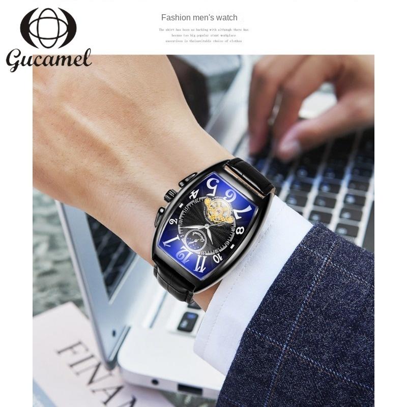 GUCAMEL Men's Watch Wine Barrel Mechanical Watch Automatic Mechanical Watch Tourbillon Sun Moon Stars Men's Watch
