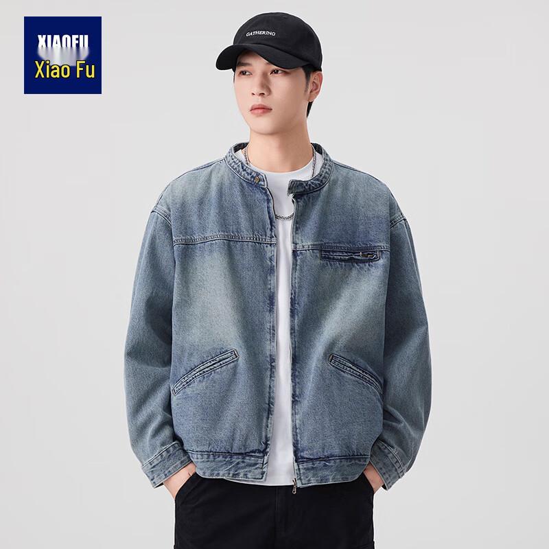 

Xiaofu Men s Loose Fit Vintage Washed Denim Work Jacket 4XL