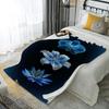 Blue Floral Design Microfiber Flannel Cover Blanket Bedroom Living Room Sofa Soft And Comfortable Home Decoration