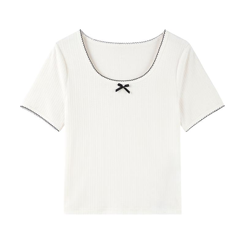 Women s Jacquard Bow Detail T-shirt M