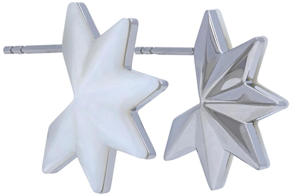 Skagen Women's Stainless Steel and Mother-of-Pearl Danish Star Hoop Earrings, SKJ1777040