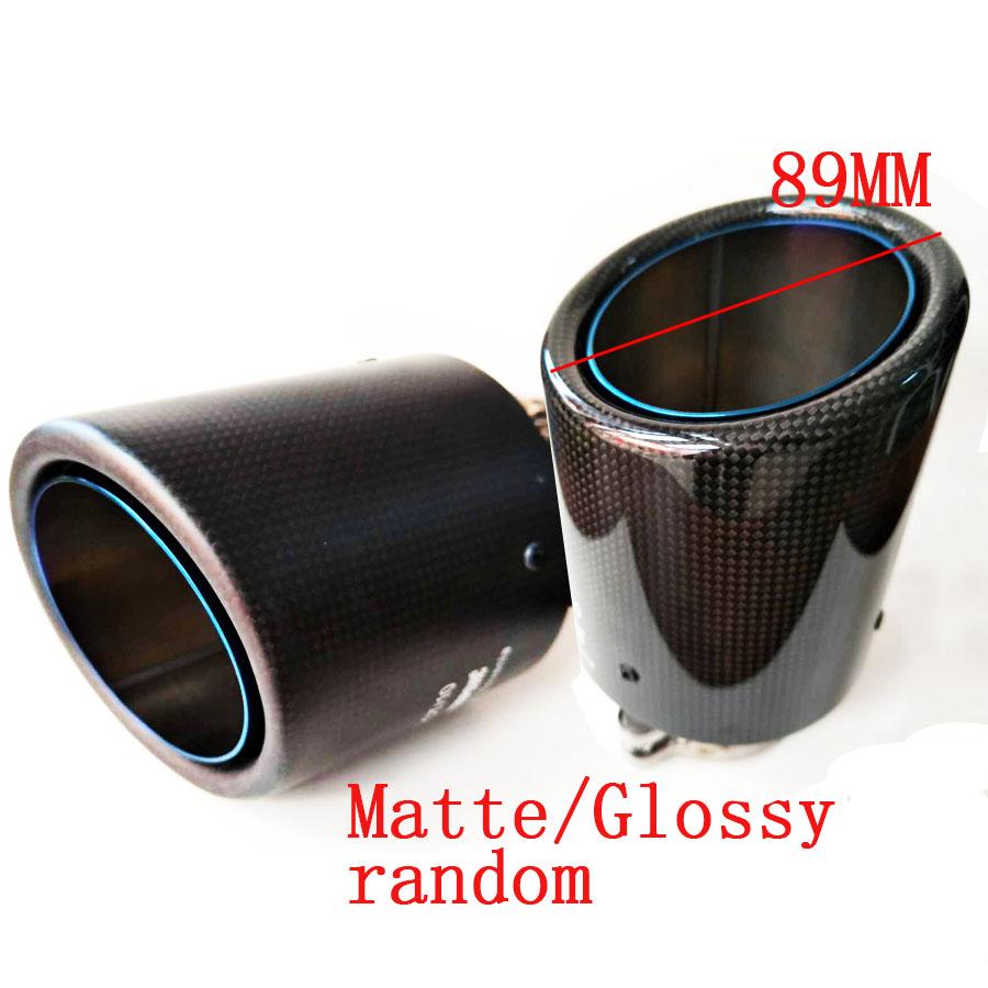 1Pcs Carbon Fiber Car Tail Muffler Tip Pipe 63mm In 89mm Out Gloss/Matte Random