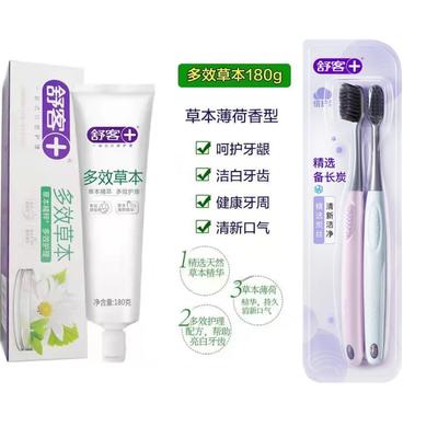 Shuke Herbal Mint Toothpaste & Carbon Silk Toothbrush Set