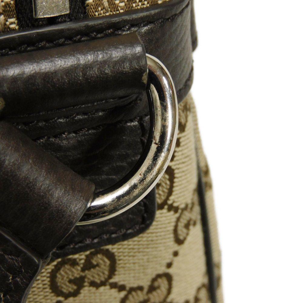 Used GG Canvas Messenger Bag (9539) 449173 KY9KN 9886 7921, Brown Calfskin Crossbody Bag with Embossed Logo in Beige,