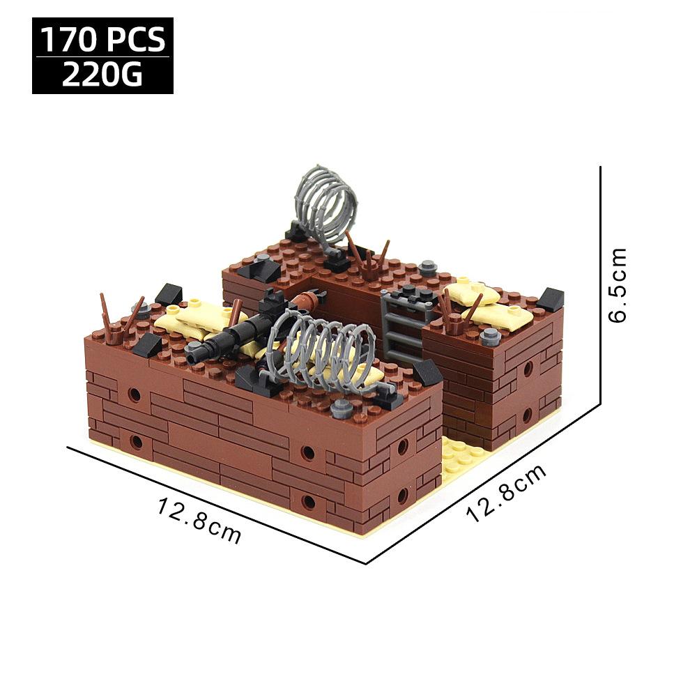 Small Particle Assembled Building Block Trench Fortress Bunker Military Battlefield Scene Ornament Decorative Toy