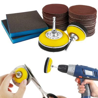 120Pcs 3inch Round Sand Paper  Rotary Tool Accessories Sandpaper Discs Set with Durable Sanding Pad Sand Paper For 80-3000 Grits