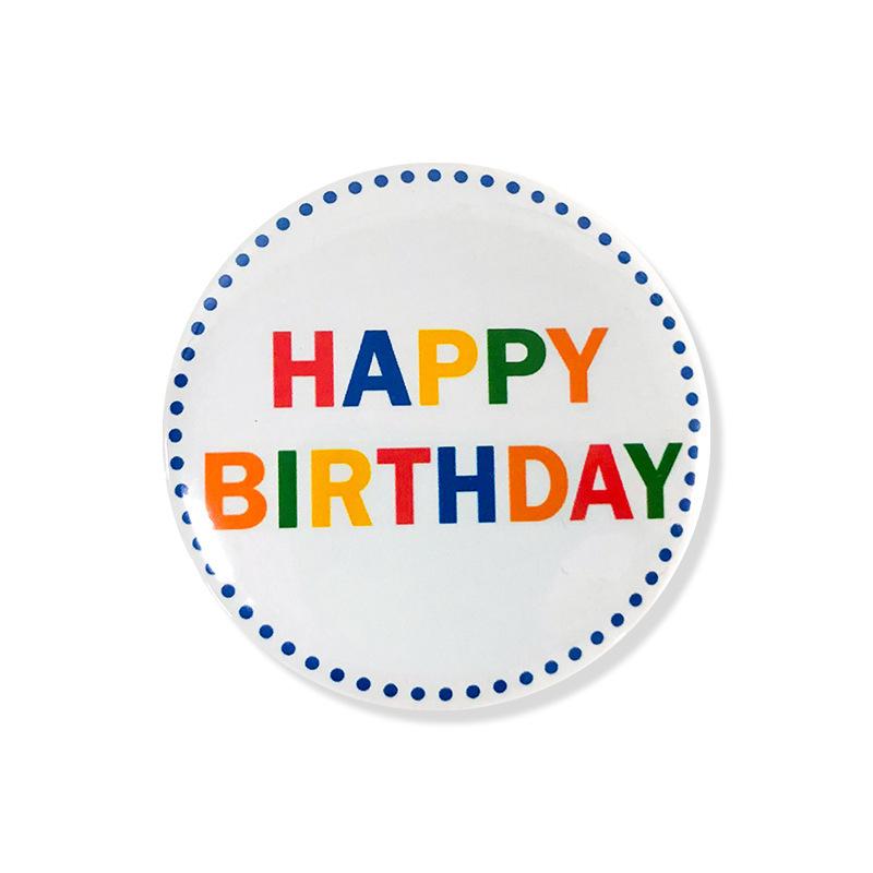New Happy Birthday Theme Party Badge White Tinplate Handmade Birthday Badge 