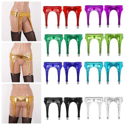 Clubwear Strumpfhalter mit elastischer Taille und vier Metallclips in Entenform, Strapsstrümpfe für Damen