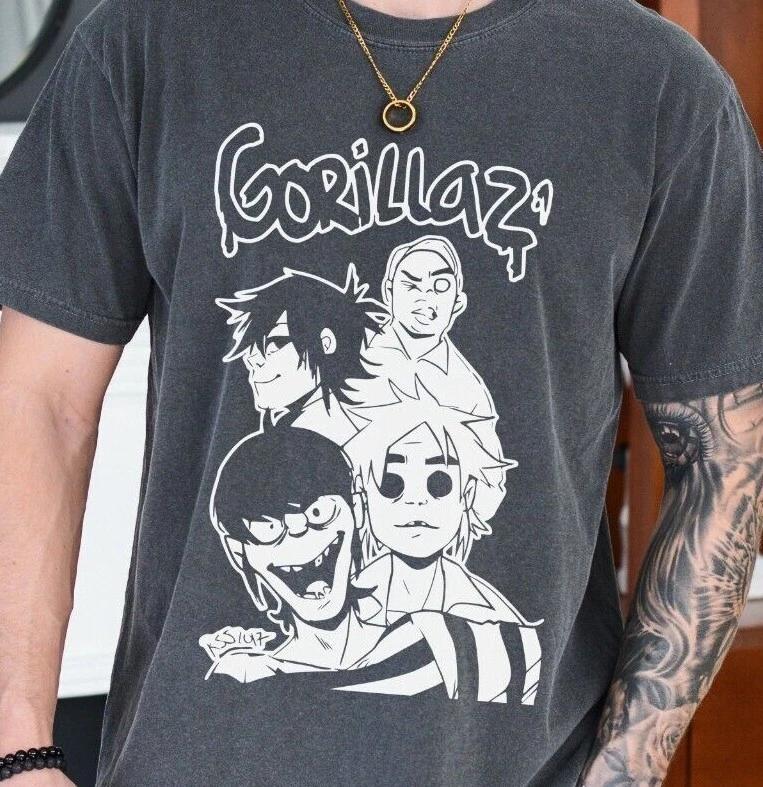 

Gorillaz English Virtual Band T-Shirt on Vintage Black Comfort Colors 1717 Tee L