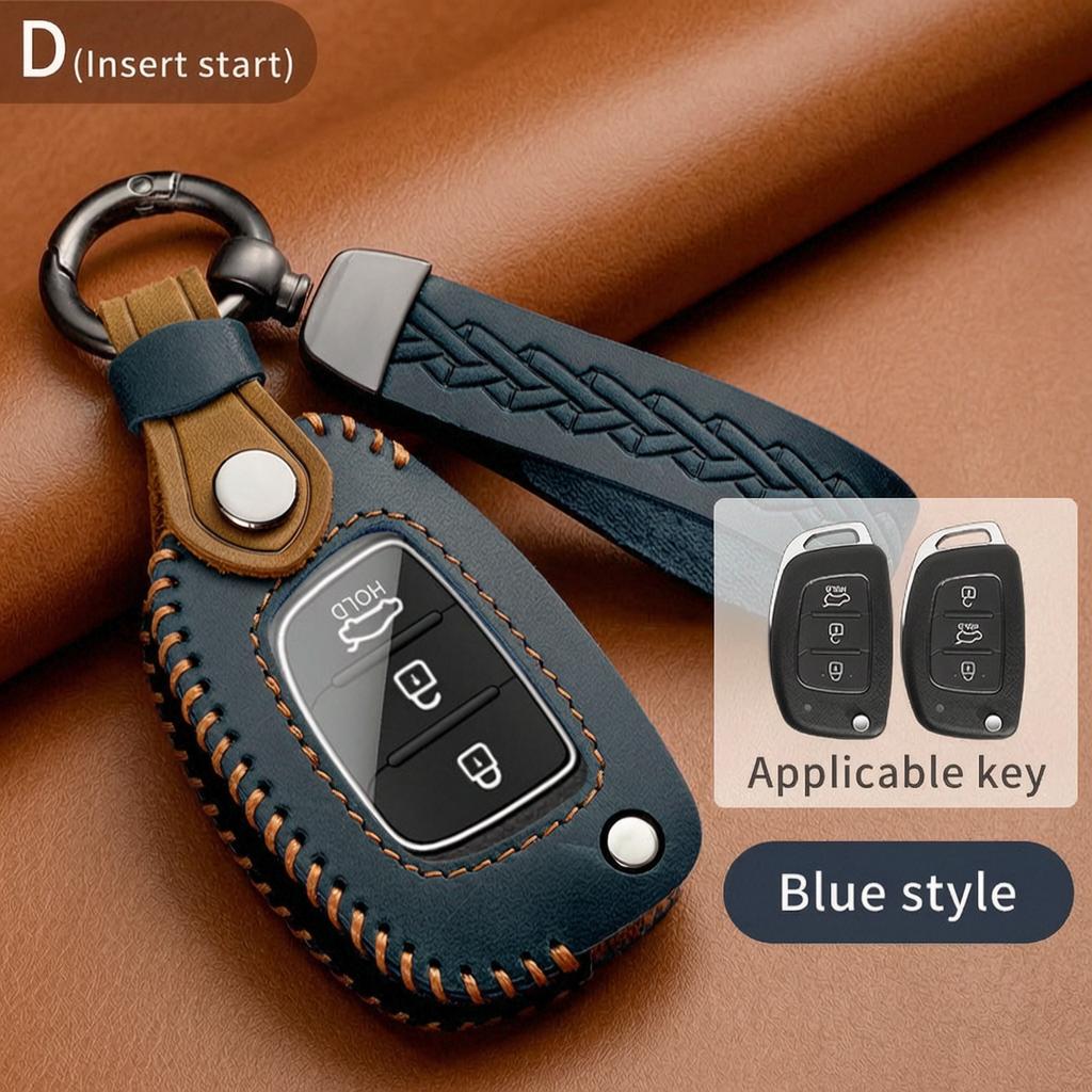 Leather Smart Key Fob Cover For Hyundai Ix35 Sonata Elantra Tucson Santa Fe Creta Palisade Kia K5 K3 Sportage Sorento Key Case