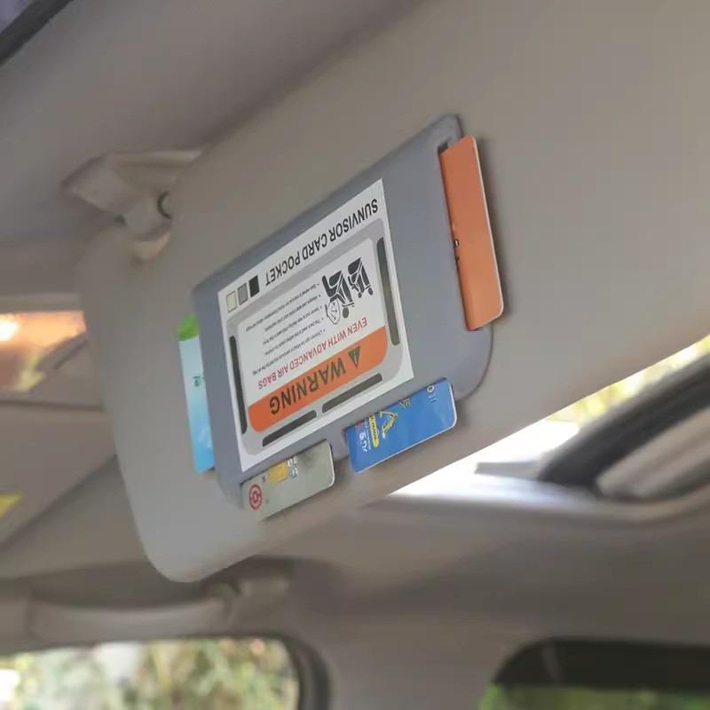 Car Sun Visor Card Holder Auto Interior Card Organizer Pasting Box Card Storage Holder Universal for Instrument Panel and Door