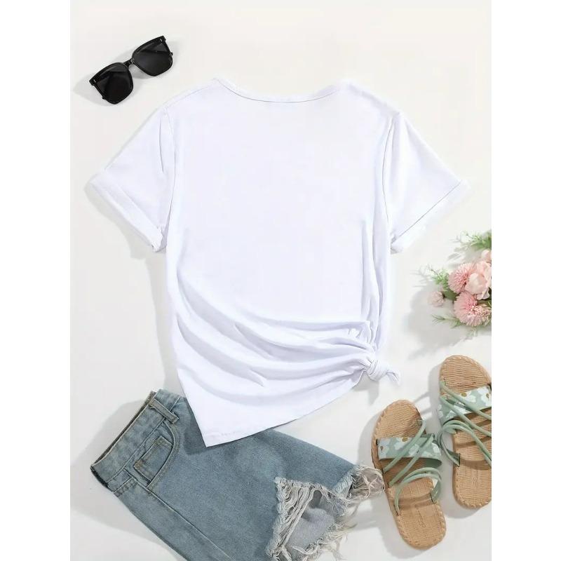 Women's SUPER TEACHER Graphic Tee Round Neck Short Sleeve Casual Stretchy Top