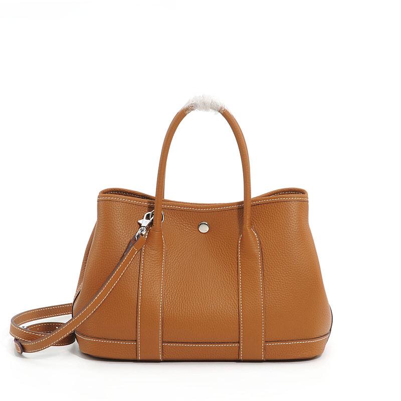 Bolso de Hombro para Mujer de Piel de Vacuno con Grano Lichi Coreano 2023 - Estilo Europeo Simple