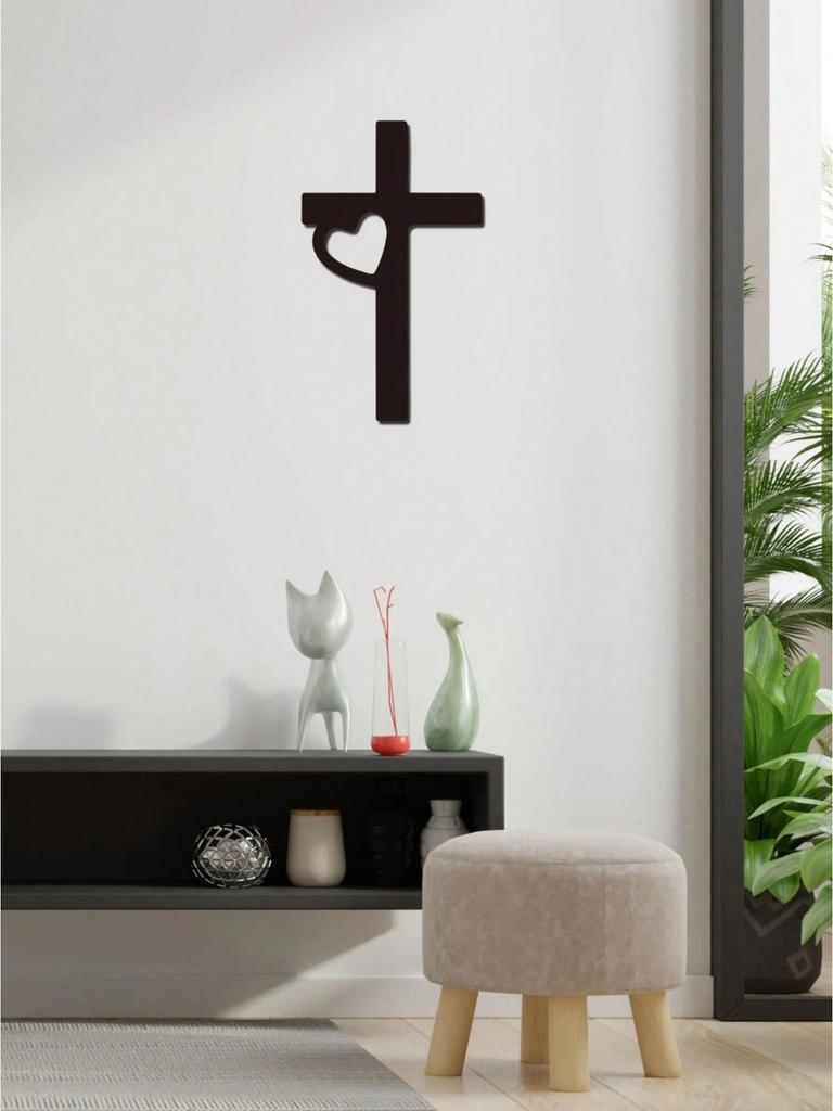 Black Metal Cross Wall Decor Christian Symbol for Living Room Bedroom Religious Belief Gift