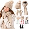 3Pcs/Set Warm Knit Beanie Snood Set Knitted Touchscreen Gloves Winter Hat Scarf Gloves Set  Unisex