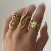 Stainless Steel Irregular Geometric Ring for Women Vintage Gold Color Sun Leaf Joint Finger Ring Party Versatile Jewerly Gifts