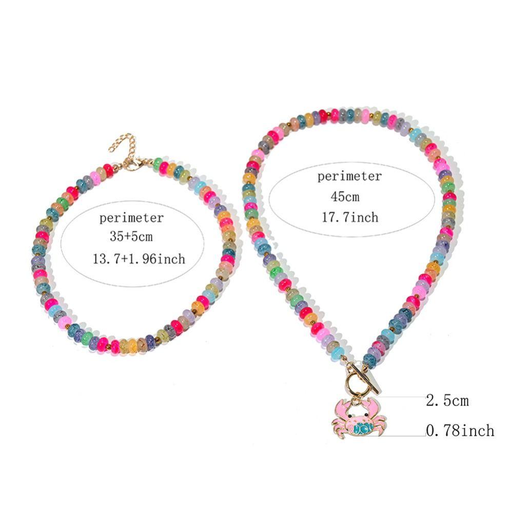 Handmade Crab Pendant Necklace Colorful Glass Beads Colorful Necklace Women Necklace for Women