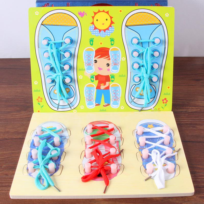 

Montessori Toddler Fine Motor Skills Toy: Shoelace Tying Practice Aid