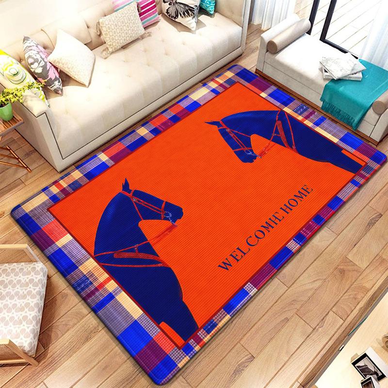 Bohemian Pony Print Rug Animal Pattern Non-Slip Carpet for Living Room Kids Bedroom Modern Home decorations Mat Baby Play Mat