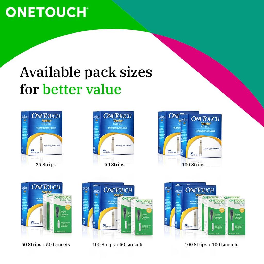 OneTouch Verio Blood Sugar Test Strips | Pack of 10 Strips | For use with OneTouch Verio Flex Glucometer