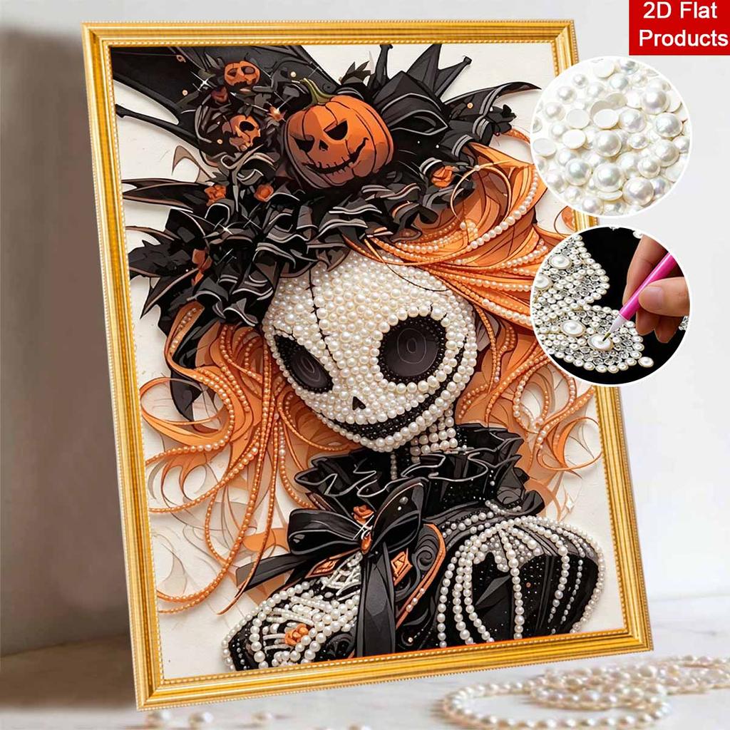 Halloween Pearl Painting Art Full Pearl Pumpkin Skull Handmade Diy Home Decorations