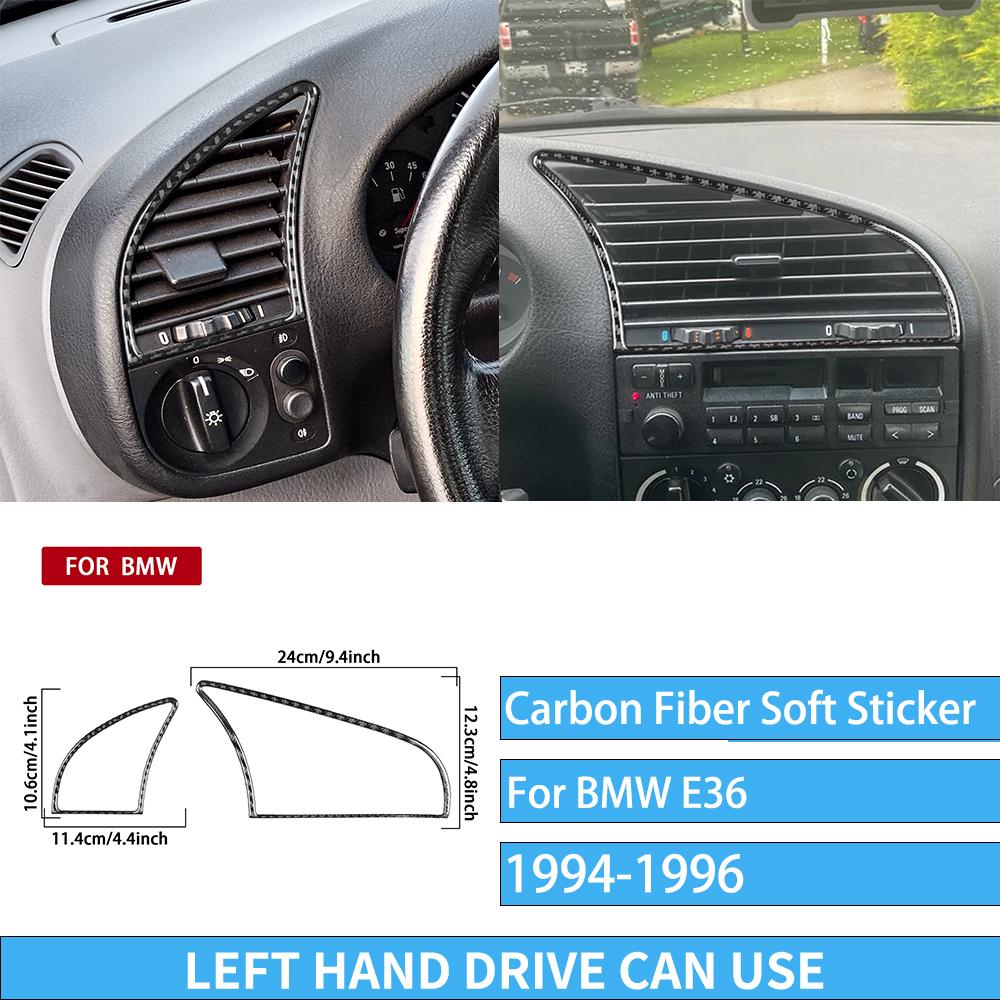 Real Carbon Fiber Car Accessories Dashboard Driver Air Vent Trim Cover Soft Sticker For BMW E36 3 Series/M3 1994 1995 1996