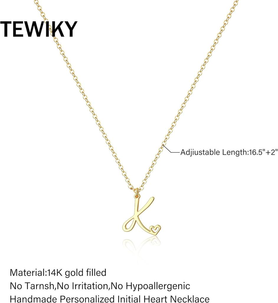Tewiky raidės karoliai moterims - 14k paauksuoti subtilūs raidžių karoliai madingi mieli individualūs monogramos