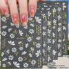 3 To 18 Sheets 3D White Daisy Nail Stickers Gold Line Flower Leaf Decals Self Adhesive Spring Nail Art