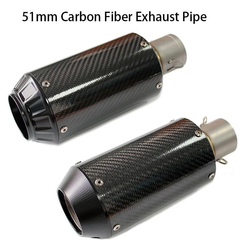 51mm Universal Carbon Fiber Motorcycle Exhaust Pipe 51mm Suitable For MT09 MT07 Z1000 R6 Ninja400 ZX4R TMAX530