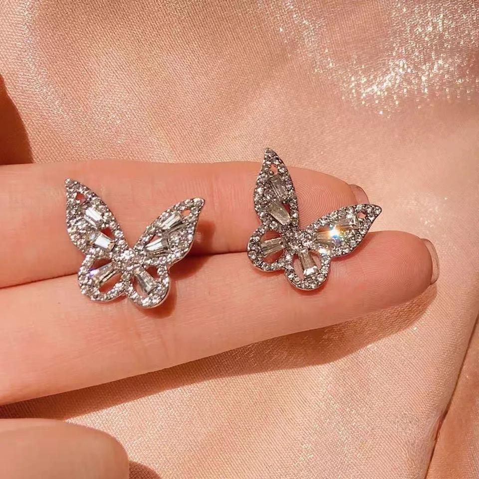 Fashion Trend Unique Design Elegant Exquisite Light Luxury Rhombus Zircon Earrings Female Jewelry Party Premium Gift