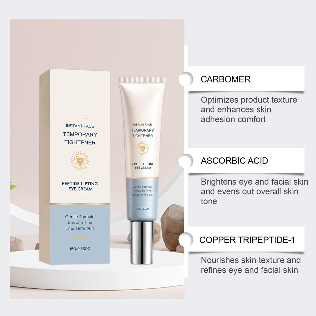 Peptide Lifting Eye Cream Temporary Tightener Instant Face Treatment Smooths Fine Lines Firms Skin Hydrating Formula for Delicate Eye Area 15g