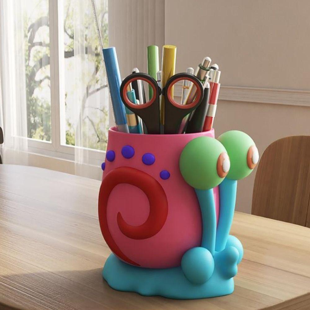Large Capacity Makeup Brush Holder Snail Pen Container Funny Pen Holder School Supplies