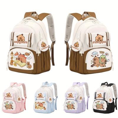 Bonito Capivara Periférico Capivara Estampado Moda Mochila Escolar Infantil Transfronteiriça Edição Coreana Estudante Mochila de Crista