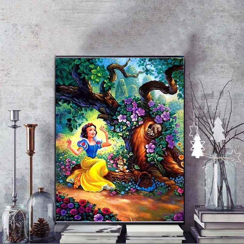 Disney Diamond Painting Snow White and The Seven Dwarfs Forest Healing Illustration 5D Diamond Painting Art Embroidery Cross Stitch Room Decoration