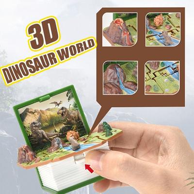 Porte-clés livre plié en 3D Jouet anti-stress dinosaure Porte-clés château créatif Enfants