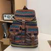 Fashion Ethnic Style Shoulders Backpack Adjustable Strap Large Capacity Kids Schoolbag Casual Plaid Travel Rucksack