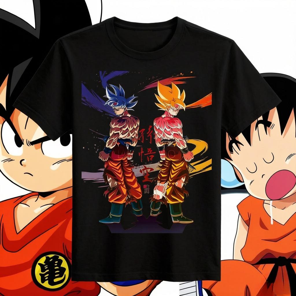 Dragon Ball Monkey King Printed Tshirt Casual and Comfortable Children and Parents of The Suit