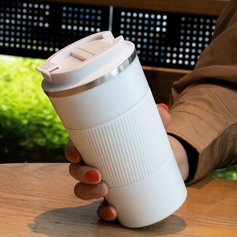 500ML Stainless Steel Coffee Cup Lightweight Thermal Cup Leak-Proof Non-Slip Car Water Cups Vacuum Travel Insulated Water Bottle