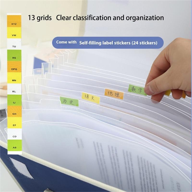 Folder Organowy A4 Folder na Dokumenty z Etykietami Folder Plikowy Organizery na Dokumenty Torba do Przechowywania Dokumentów dla Ucznia