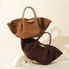 Genuine Leather Dumpling Bag, Frosted Suede Cowhide Stiff Three-dimensional Lock, Commuting Advanced Sense, Large Capacity Female Tote Bag