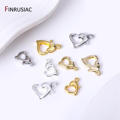 14k/18k Gold Plated Brass Heart Lobster Clasps For Jewelry Making, 10mm 12mm Clasps Connectors For DIY Jewelry Accessories