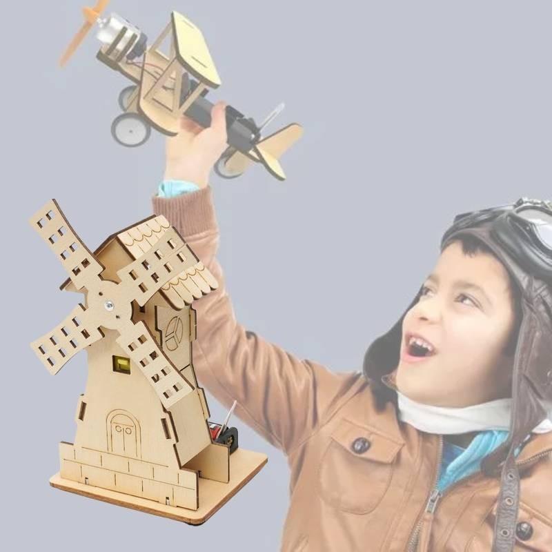 Maison à vent électrique personnalisable en bois à monter soi-même, jouet éducatif STEM pour les élèves