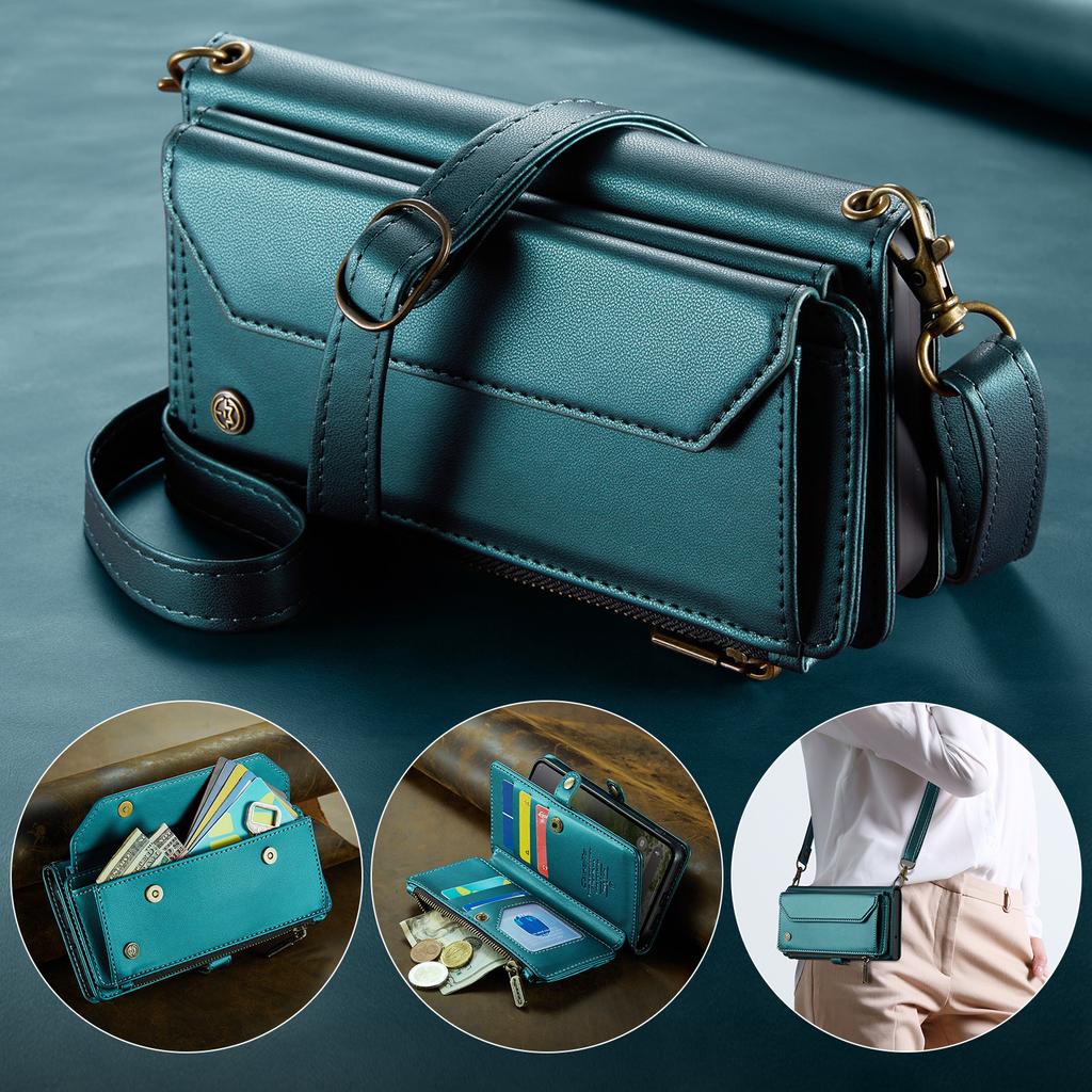 For Google Pixel 10 Pro/10/9 Pro/9 Leather Case CASEME C36 Zipper 10 Card Slots Phone Cover with Straps