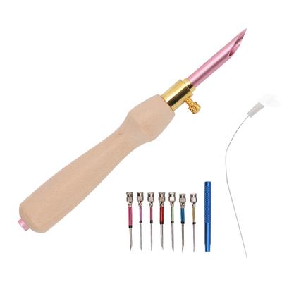 Kit Punch Needle Facile Testa intercambiabile Manico in legno Fai da te Realizzazione Punch Needle Regolabile