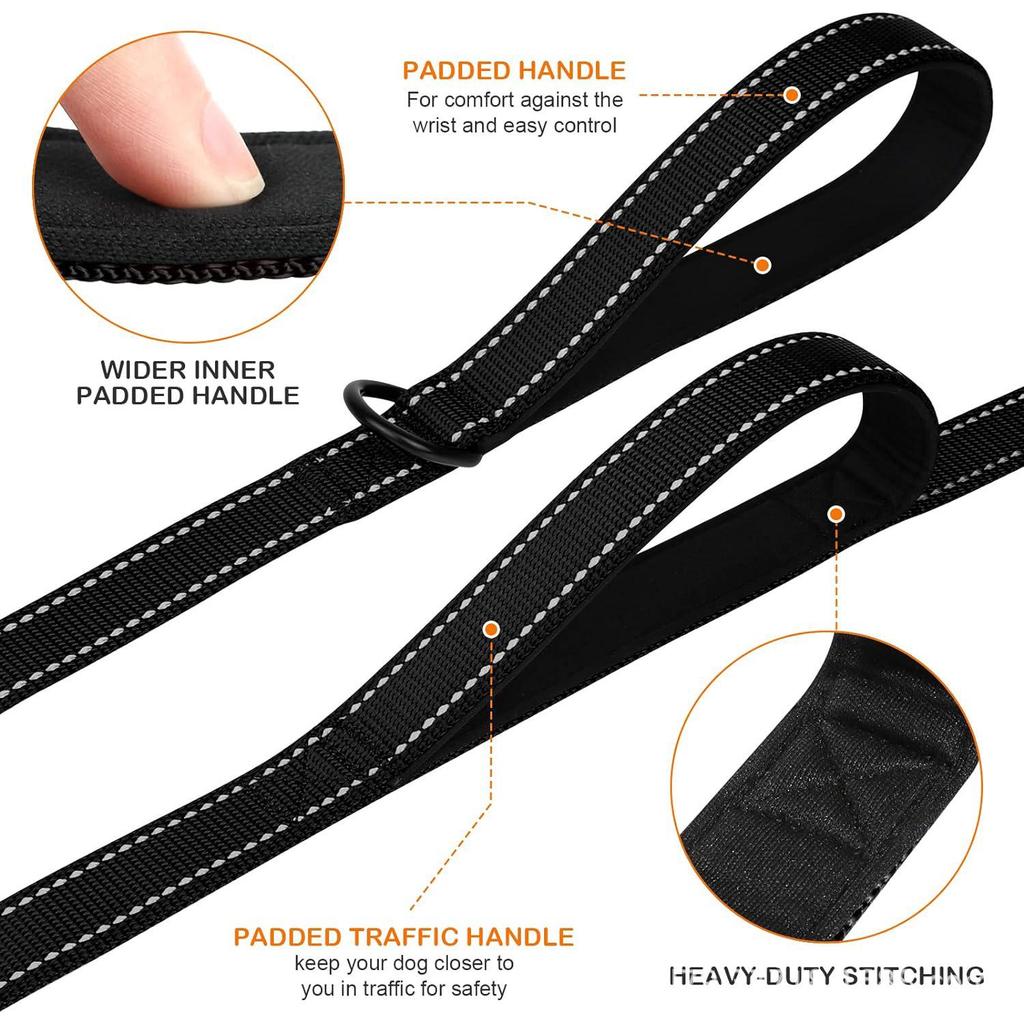 Μεγάλος Ανακλαστικός Απορροφητικός Σκύλος Λουρί με Δύο Χειρολαβές