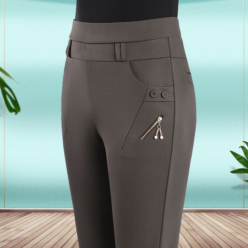 

Женские эластичные брюки с высокой талией, прямые, плотные, повседневные брюки больших размеров 6XL кофейный